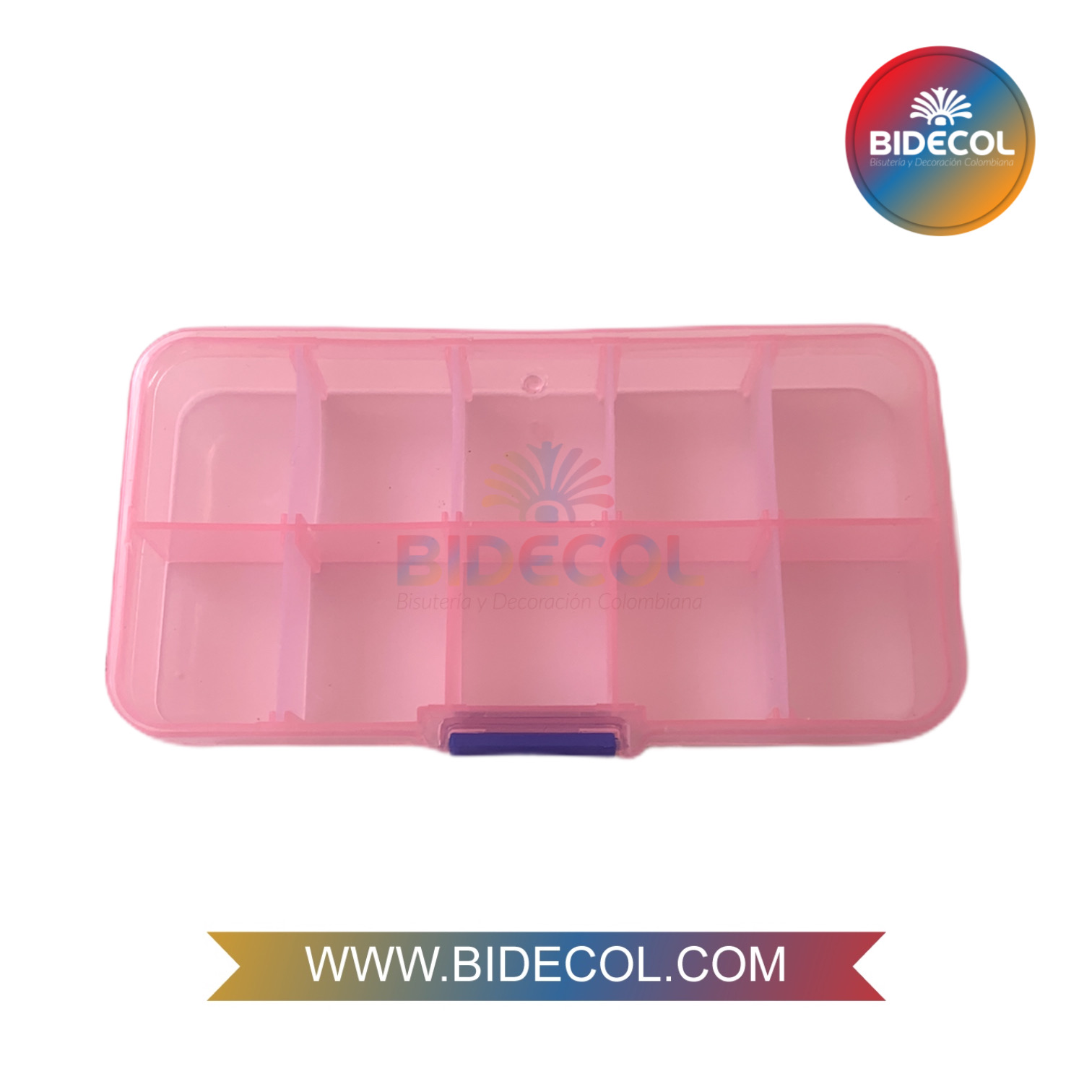 Caja Pequeña Organizadora Plástica Rosada/Azul x 10 Espacios (13cm) x 1und 
