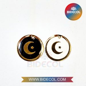 Dije Luna Fondo Negro/Blanco en Oro Golfi/Resina x 2und