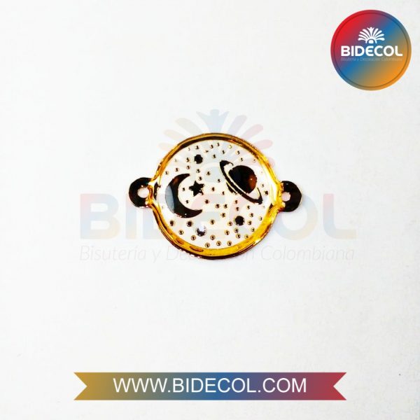 Dije Centro Signo Planeta/Luna/Estrella Blanco en Oro Golfi/Resina x 1und