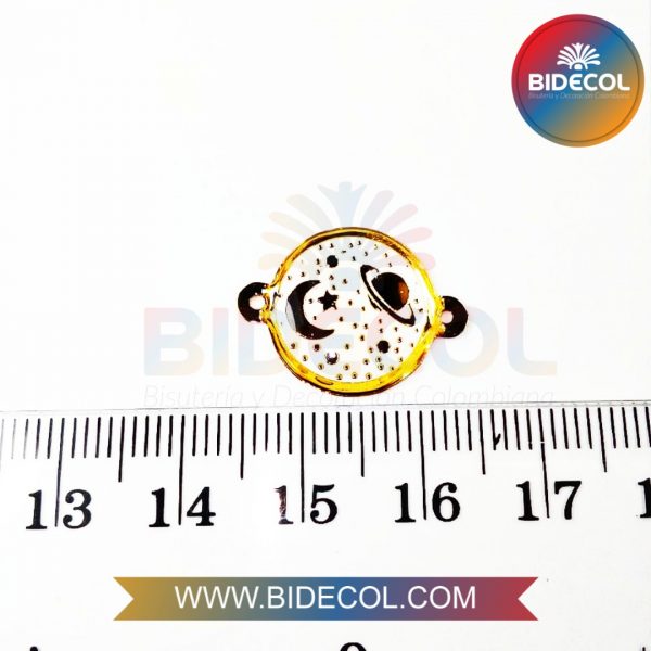 Dije Centro Signo Planeta/Luna/Estrella Blanco en Oro Golfi/Resina x 1und - Imagen 2
