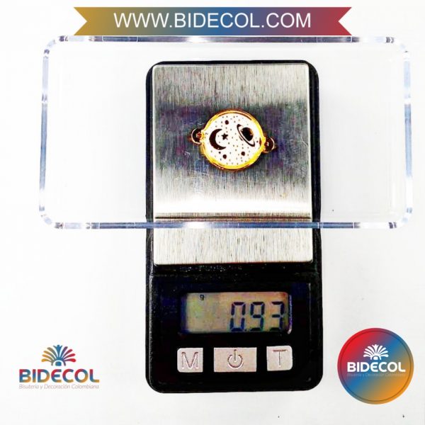 Dije Centro Signo Planeta/Luna/Estrella Blanco en Oro Golfi/Resina x 1und - Imagen 3