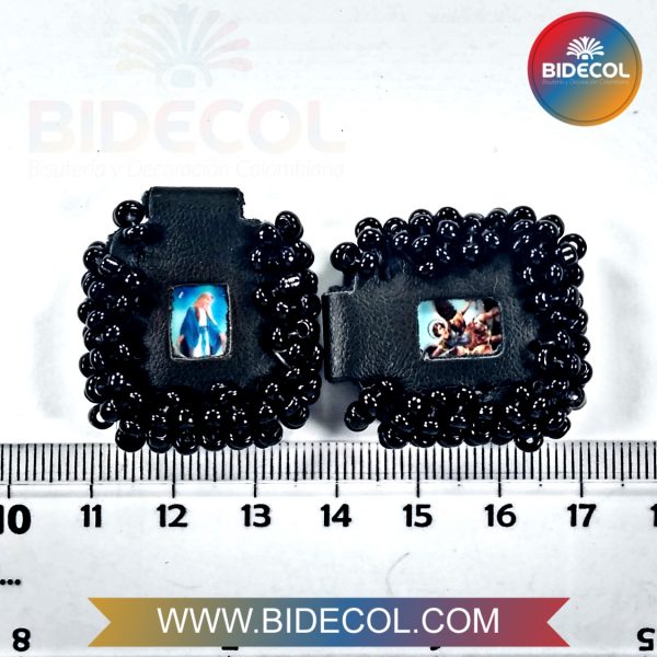Escapulario Mediano Doble Recamado Negro 3.2cm Virgen Milagrosa/San Miguel Arcangel x 2und - Imagen 2