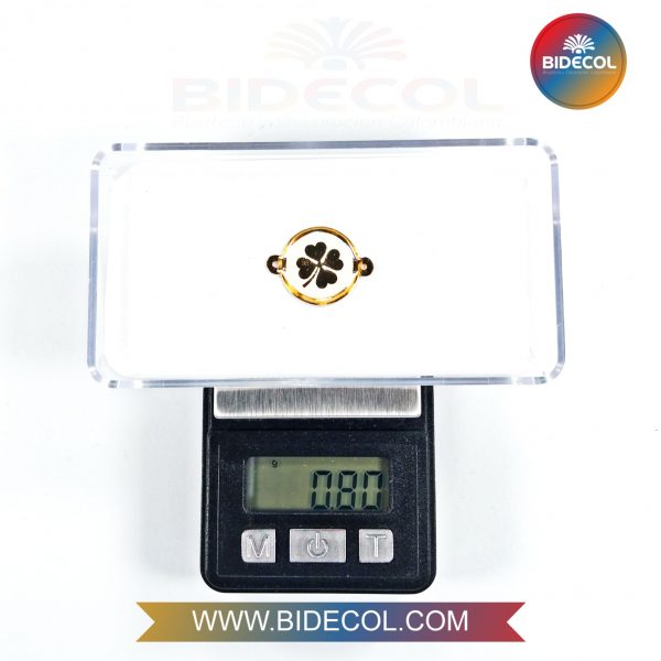 Dije Centro Trébol Blanco en Oro Golfi/Resina 2.0cm x 1und - Imagen 3