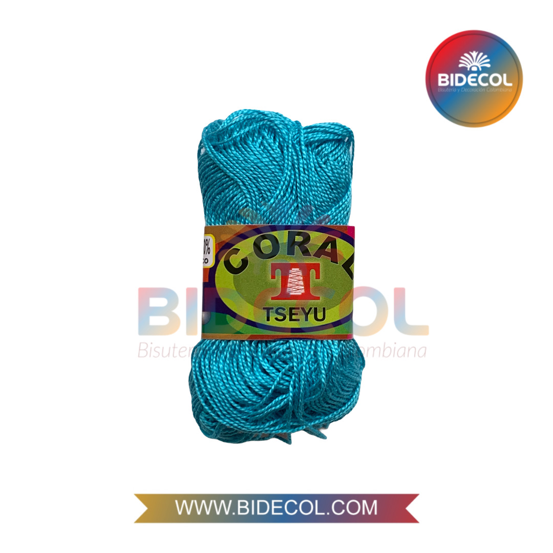 Hilo Para Crochet Coral Tseyu x 20grs Azul Turquesa x 1und 