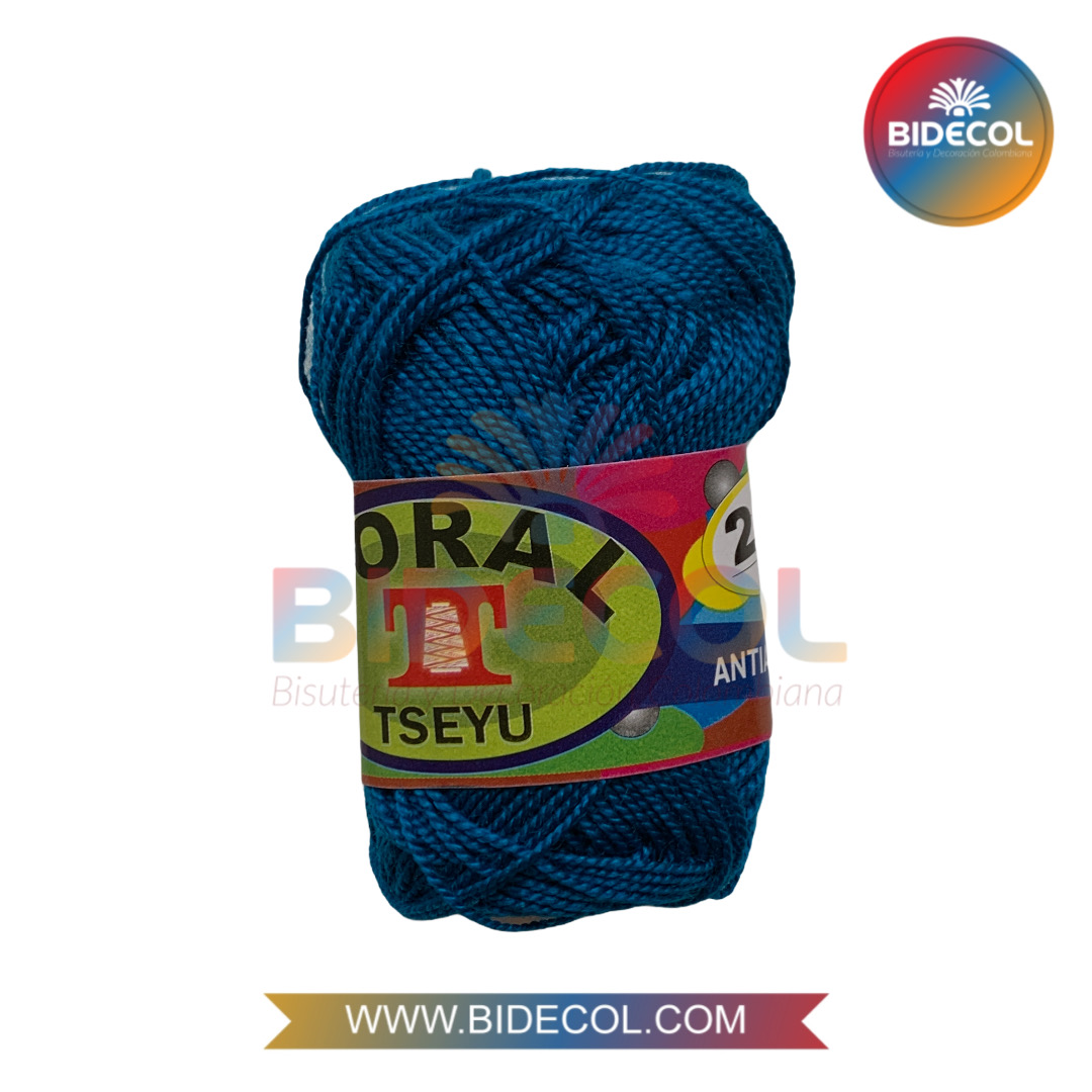 Hilo Para Crochet Coral Tseyu x 20grs Azul Oscuro x 1und 