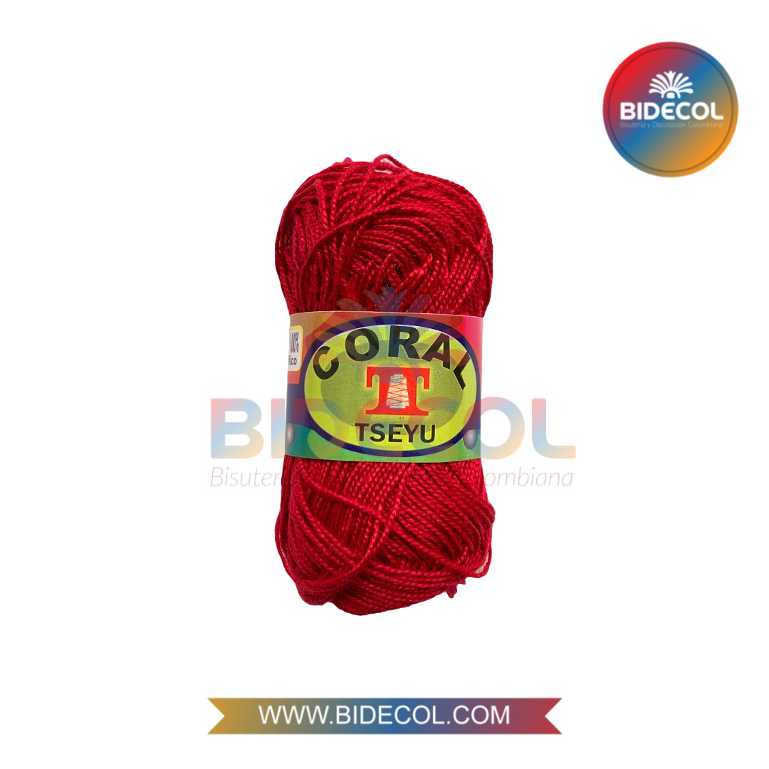 Hilo Para Crochet Coral Tseyu x 20grs Rojo x 1und