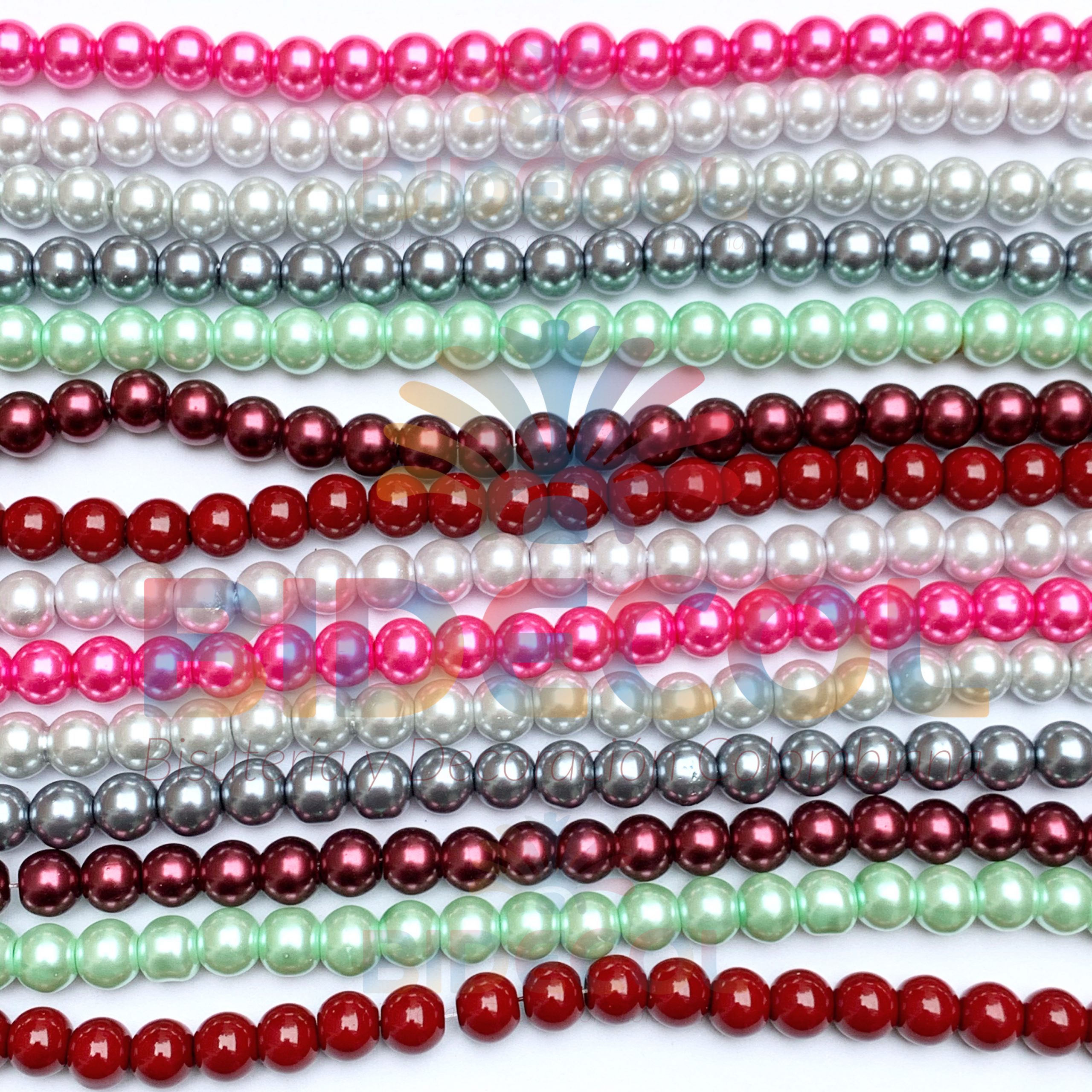 30 Sartas de Perlas de Vidrio 6mm COLORES TOTALMENTE VARIADOS 