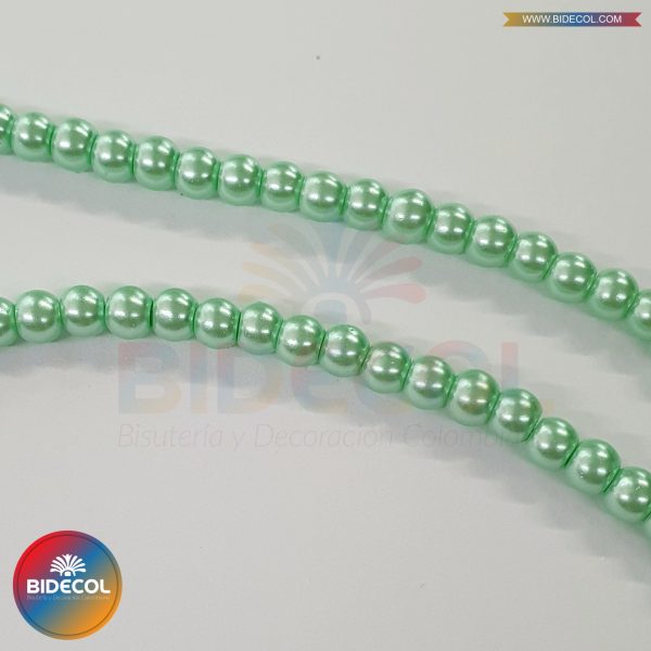Perla de vidrio #4 verde menta BIDECOL