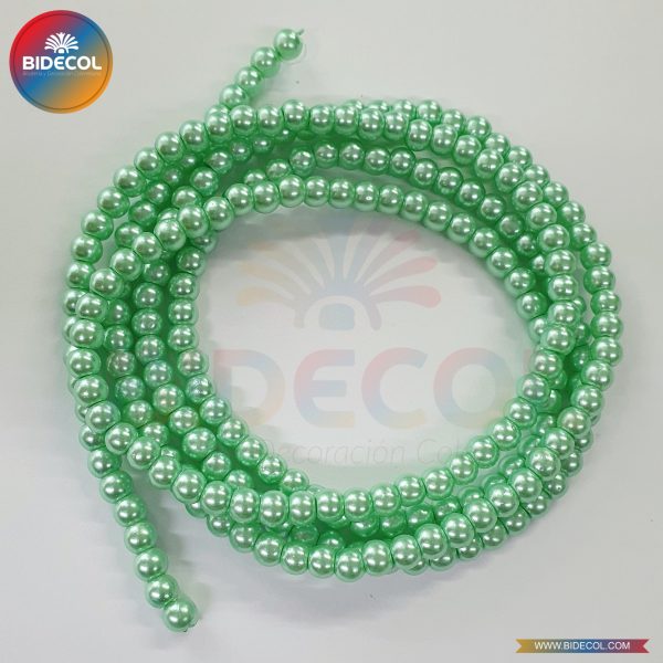 Perla de vidrio #4 verde menta BIDECOL