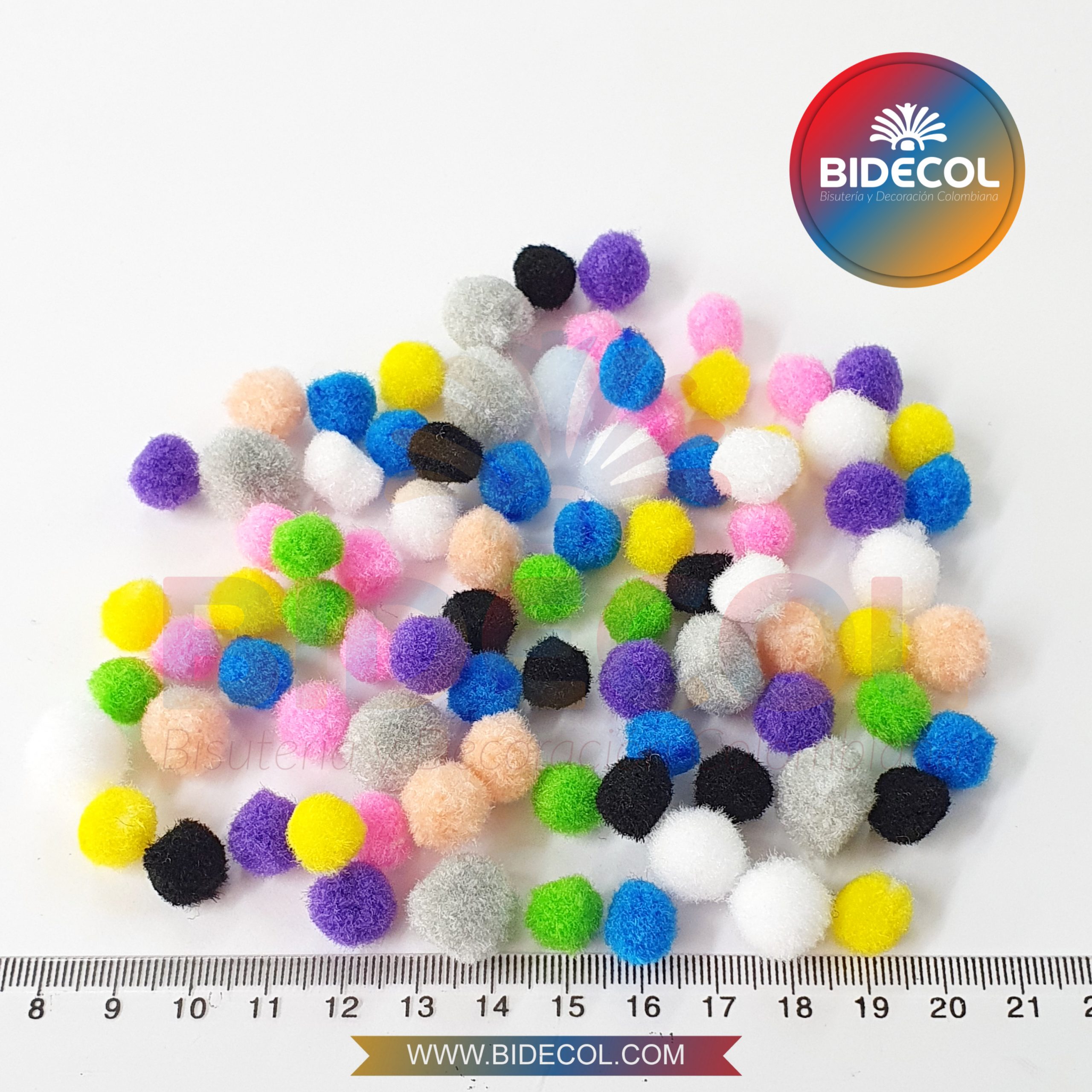 [250 piezas] 150 pompones negros de 1 pulgada + 100 pompones multicolores,  pompones pequeños surtidos para proyectos de manualidades y decoraciones