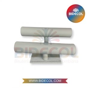 Exhibidor Doble Mediano para Pulseras Blanco en Cuero Sintético con Base 25.5cm x 1und