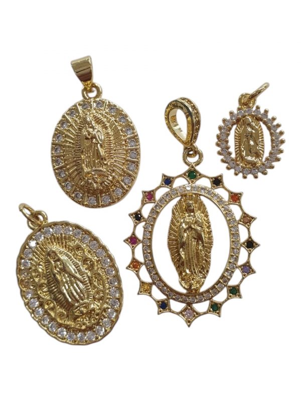 Virgen guadalupe rodio (4 dijes)