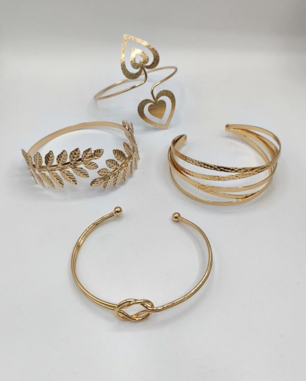 Set De 4 Brazaletes Baño Rodio (4bd1)