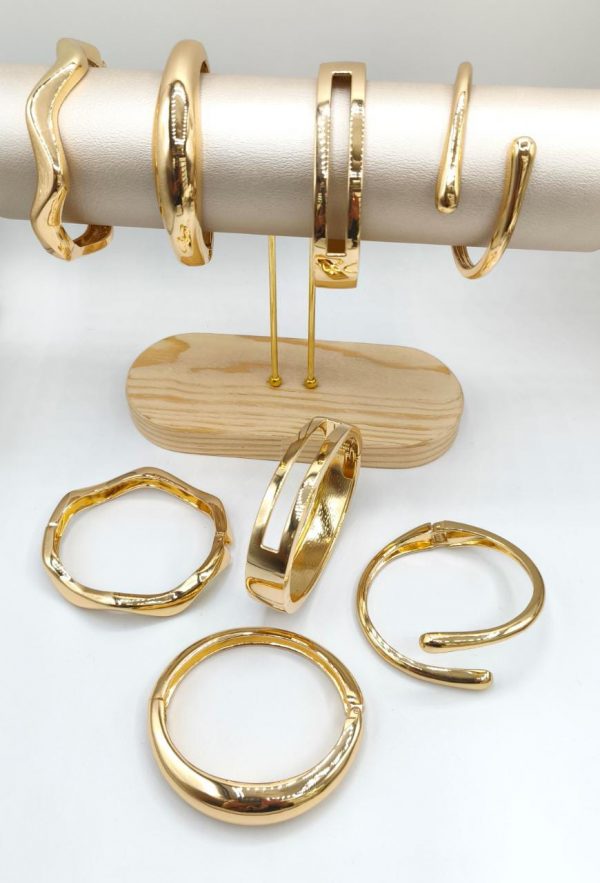 Set De 4 Brazaletes Baño Rodio (4bdr02)