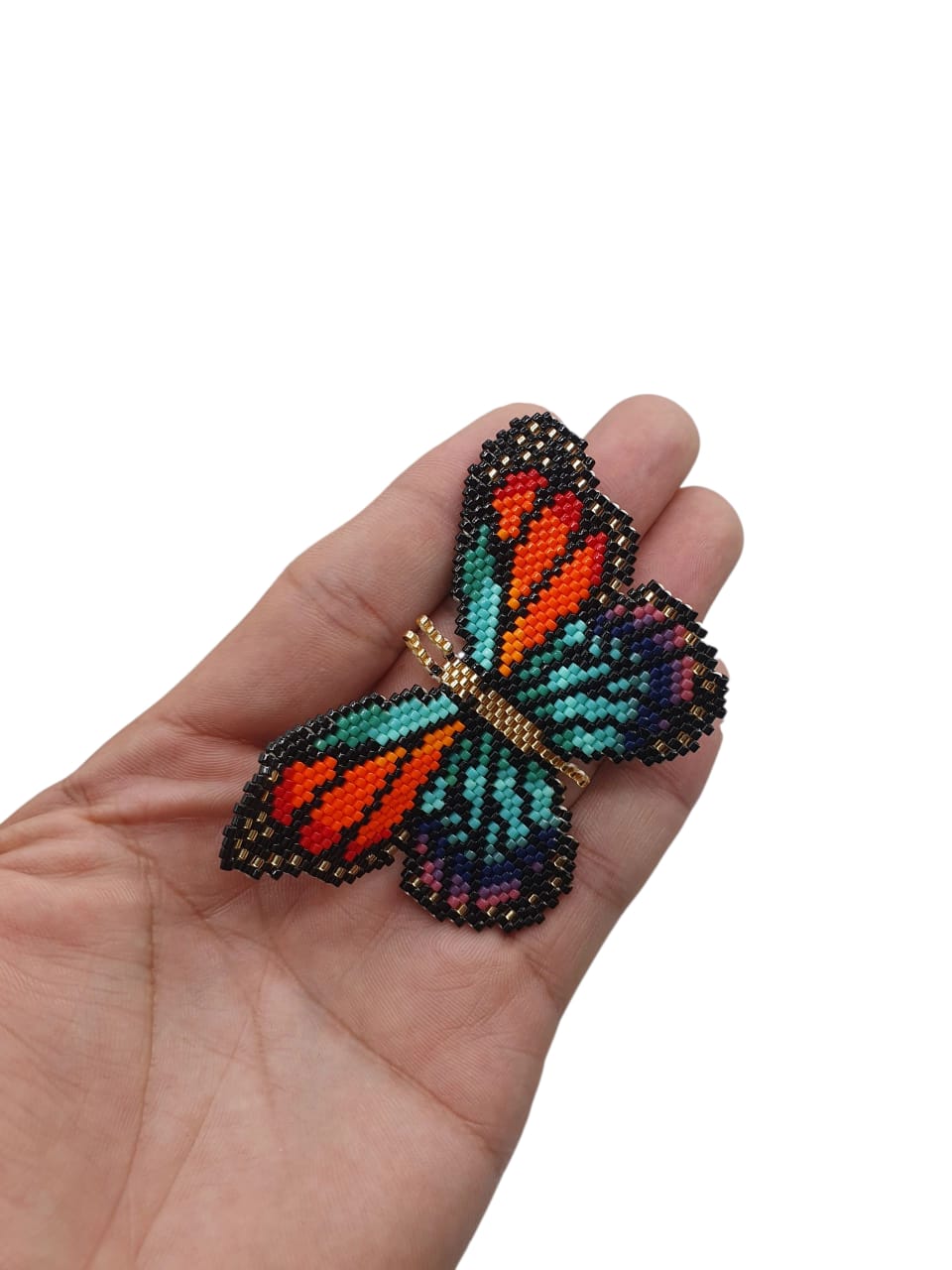 Aretes Tejidos Miyuki Delica Mariposas - Imagen 2