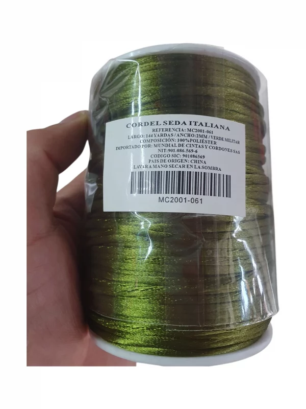 Cordón Cola De Ratón 2 mm Verde Militar
