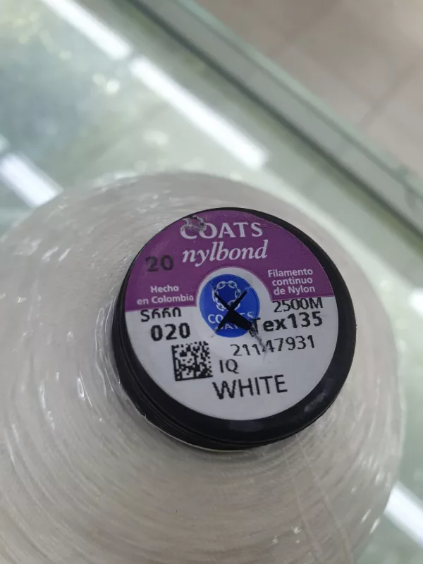 HILO COATS NYLBOND CALIBRE # 20 COLOR BLANCO - Imagen 3