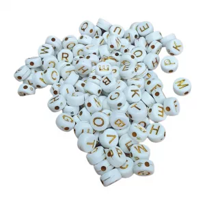 Letras Para Pulseras Blancas Dorada