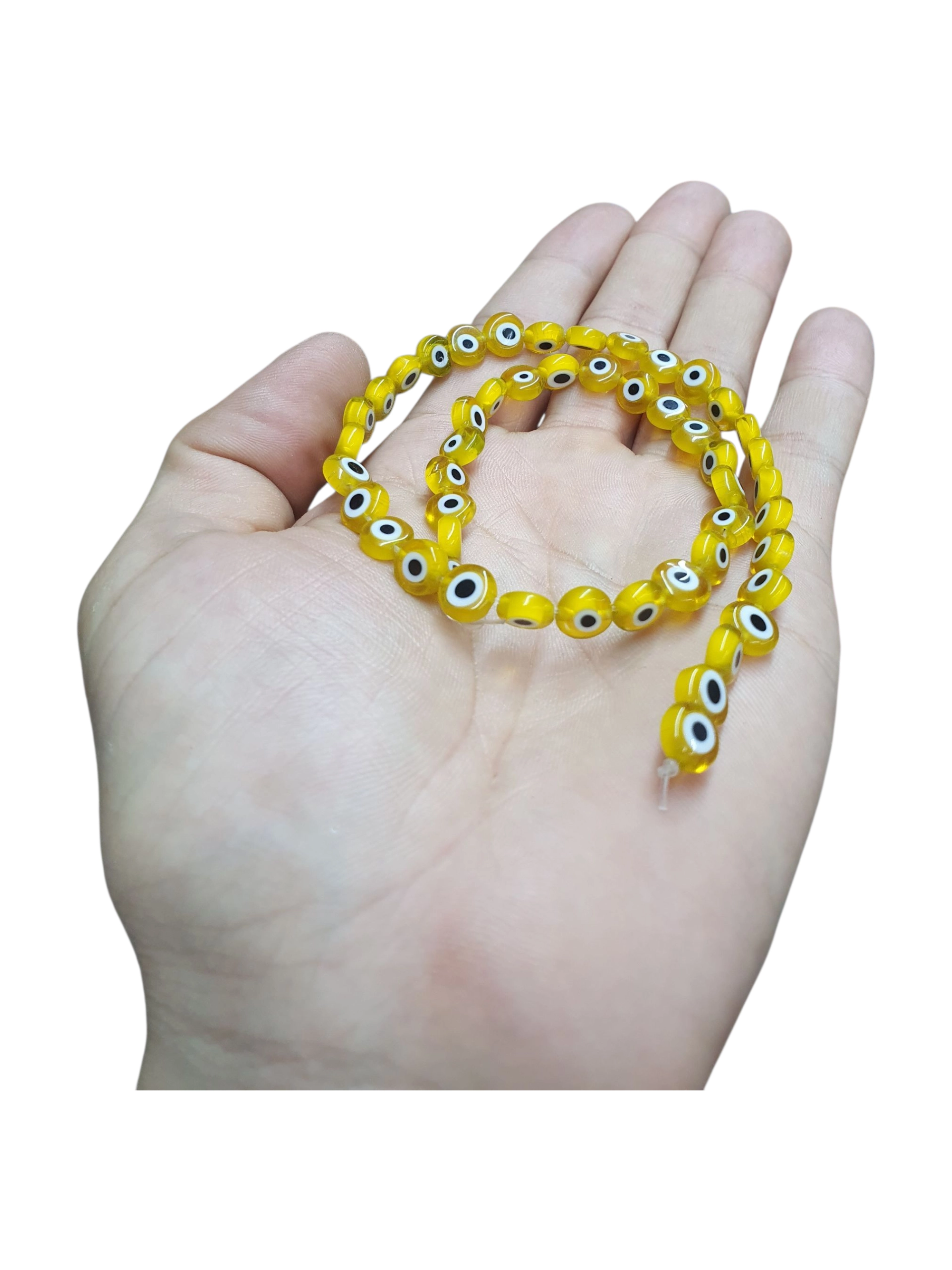 Sarta de Ojos Turco Plano Amarillo 8mm - Imagen 5