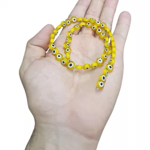 Sarta de Ojos Turco Plano Amarillo 8mm