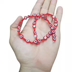 Sarta de Ojos Turco Plano Rojo 8mm