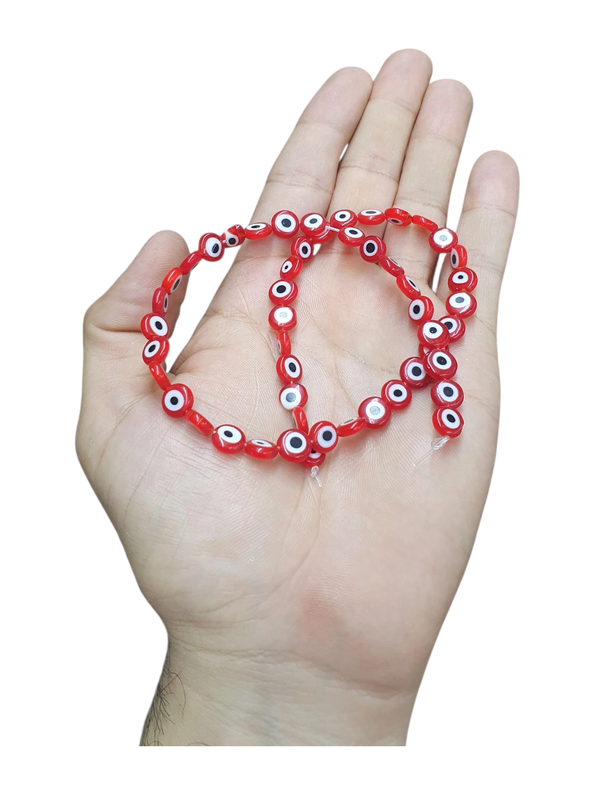 Sarta de Ojos Turco Plano Rojo 8mm