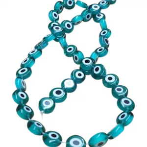 Sarta de Ojos Turco Plano Verde Agua Marina #8