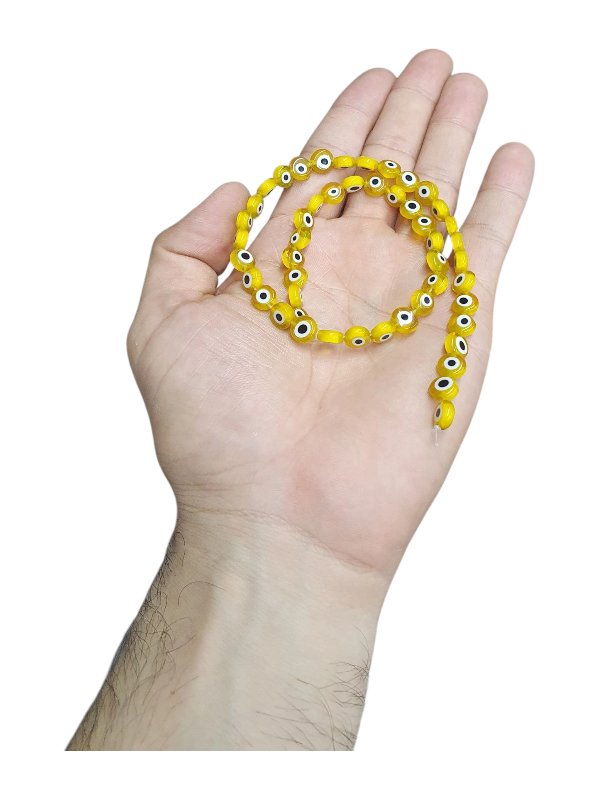 Sarta de Ojos Turco Plano Amarillo 8mm - Imagen 4
