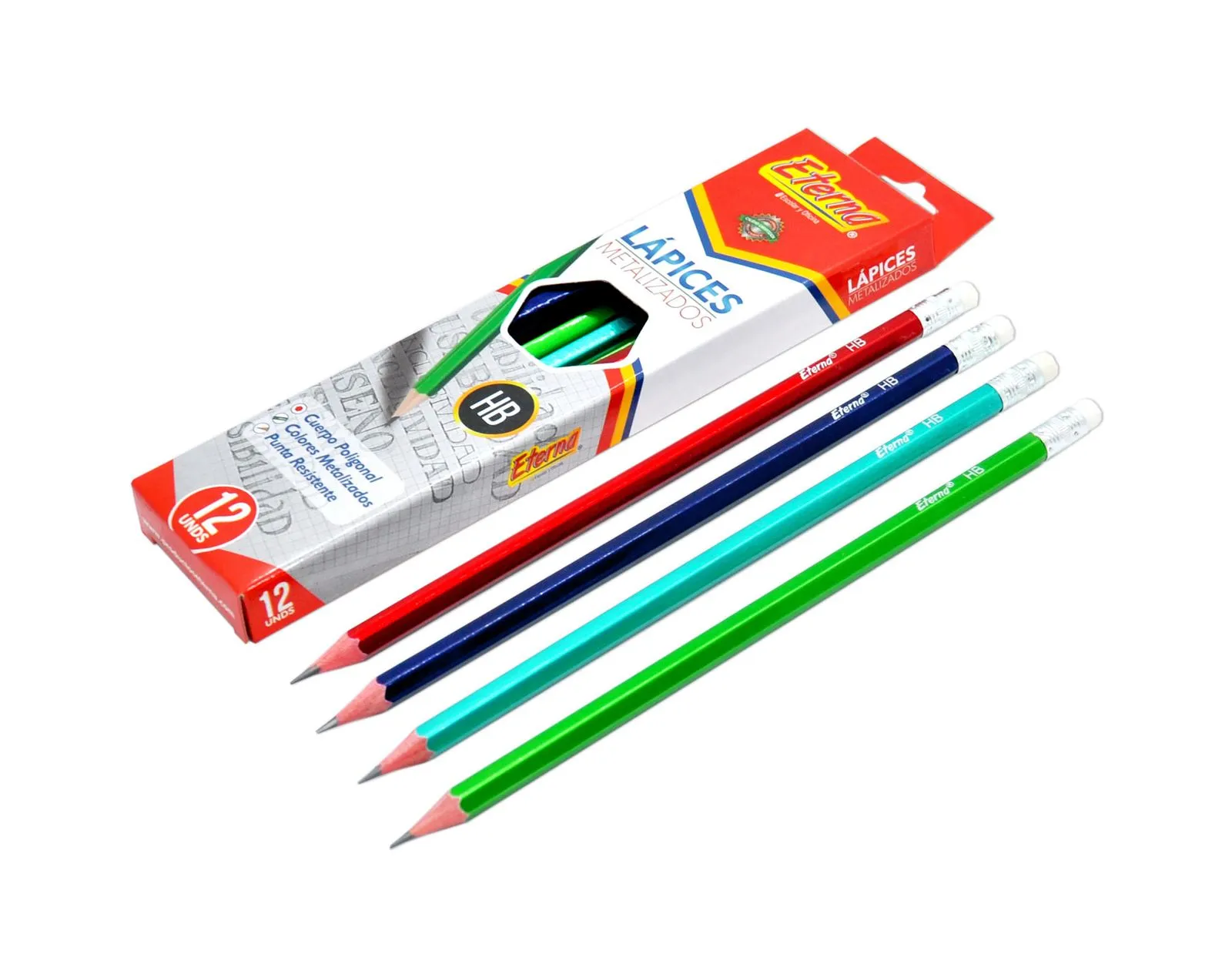 Lápiz Negro HB Metalizado x 12