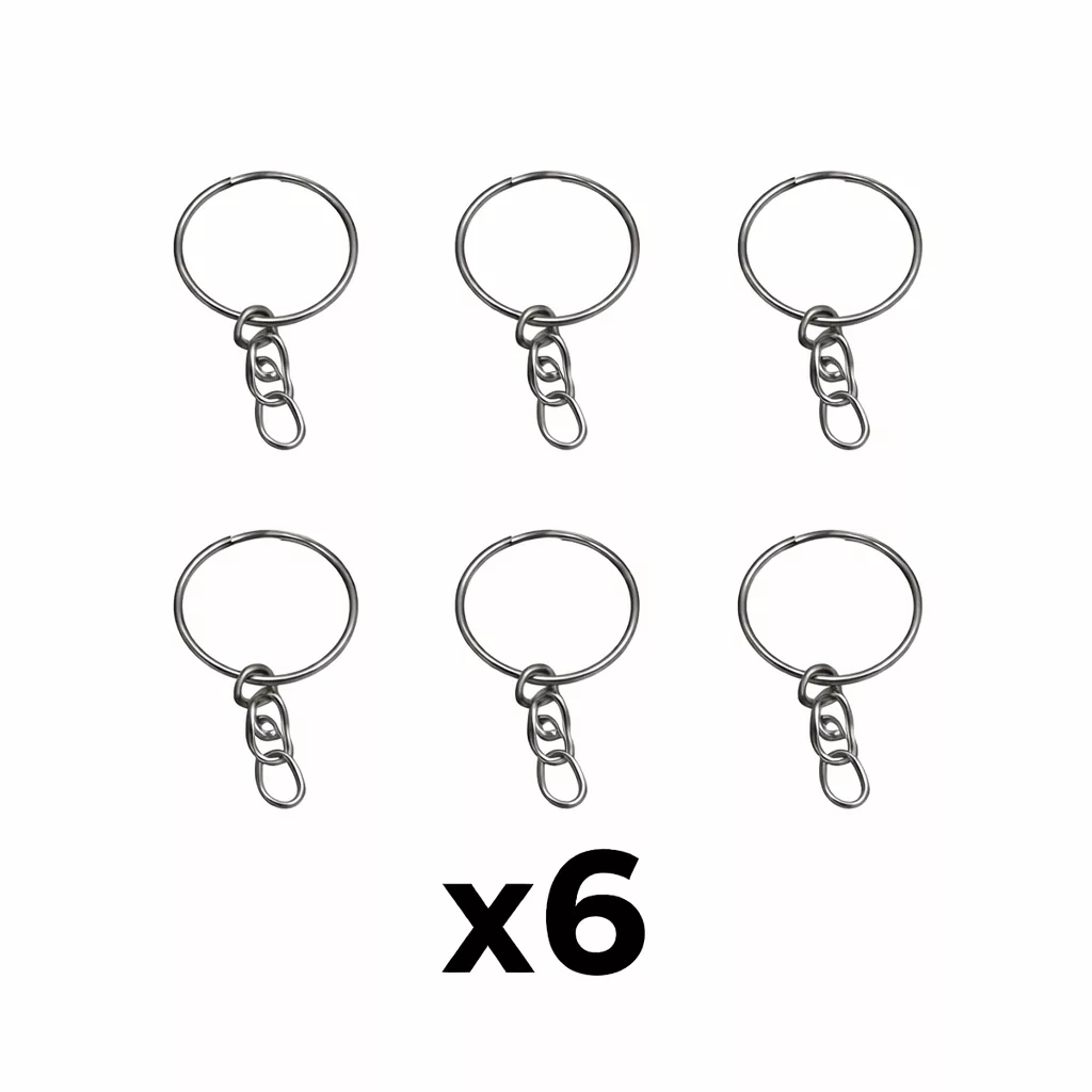 Argolla Plateada Llaveros x 6 u
