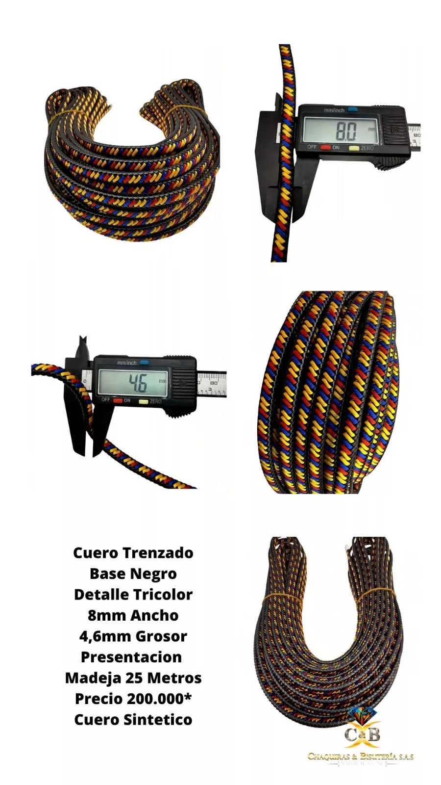 Cordon Trenzado Tricolor Para Pulseras - Imagen 2